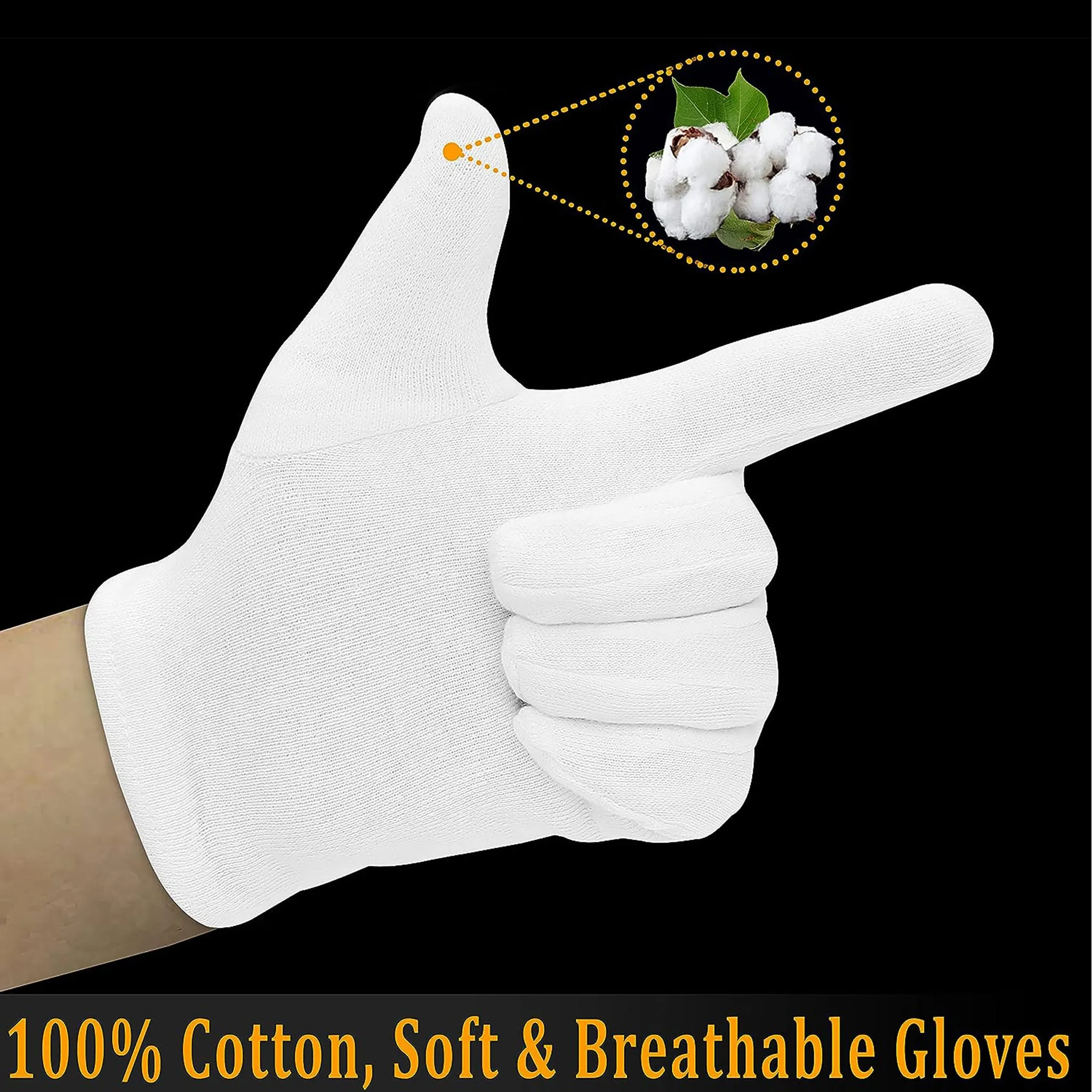 100% Cotton White Work Gloves 12 Pcs