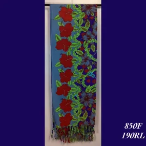 850F - 190RL , Fringed scarf floral print