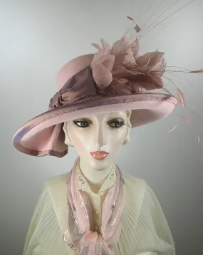 A Dressy Pink Wide Brim Wool Felt Winter or Spring Hat