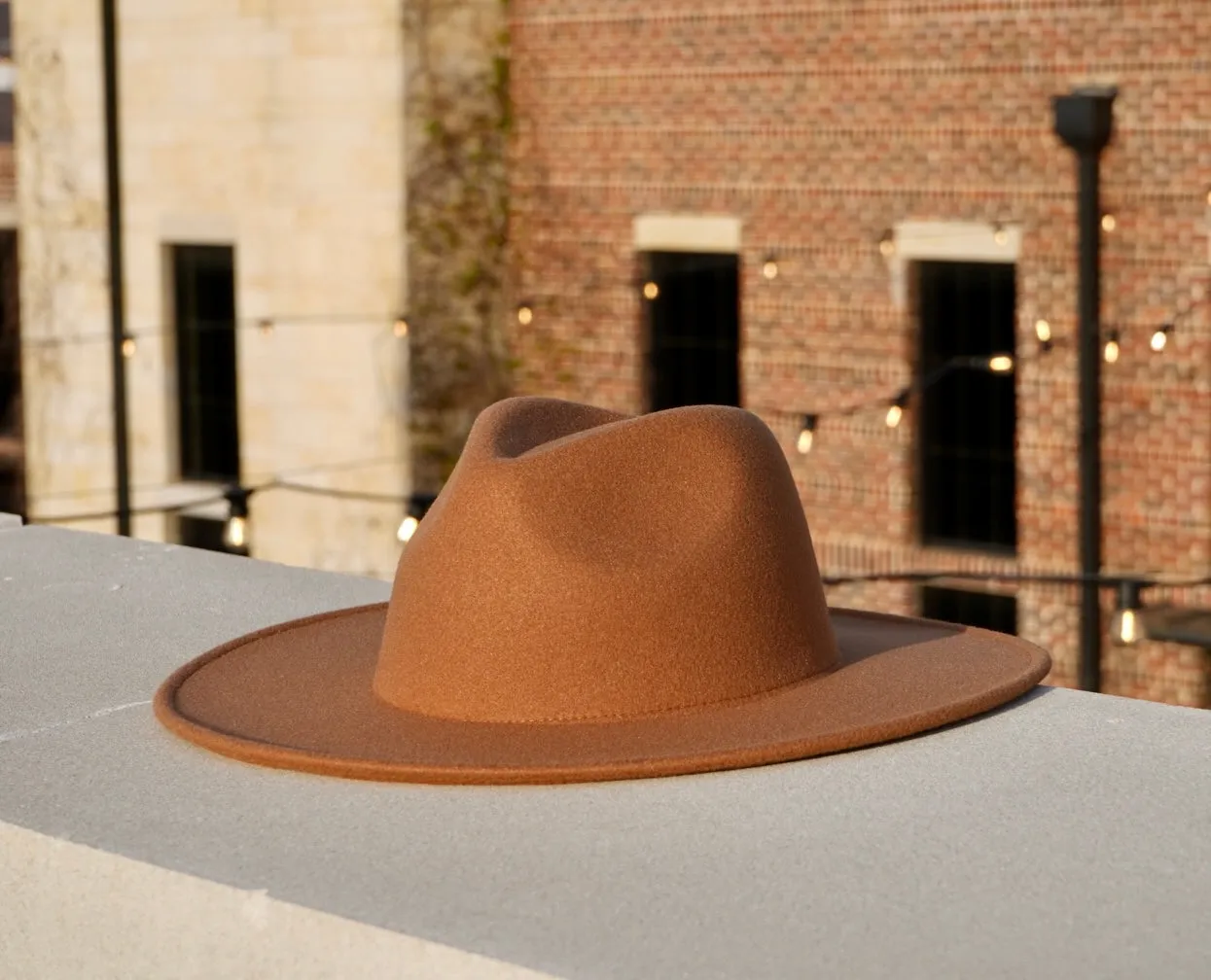 Atlanta Wide Brim Fedora - Dark Tan