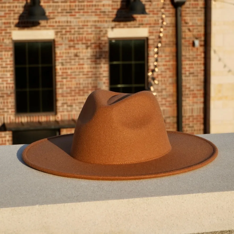 Atlanta Wide Brim Fedora - Dark Tan