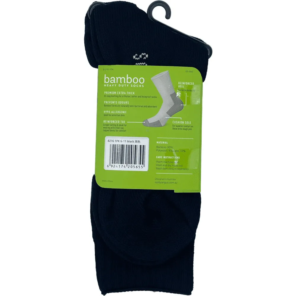 Bamboo Heavy Duty Socks - 1 Pack - Black