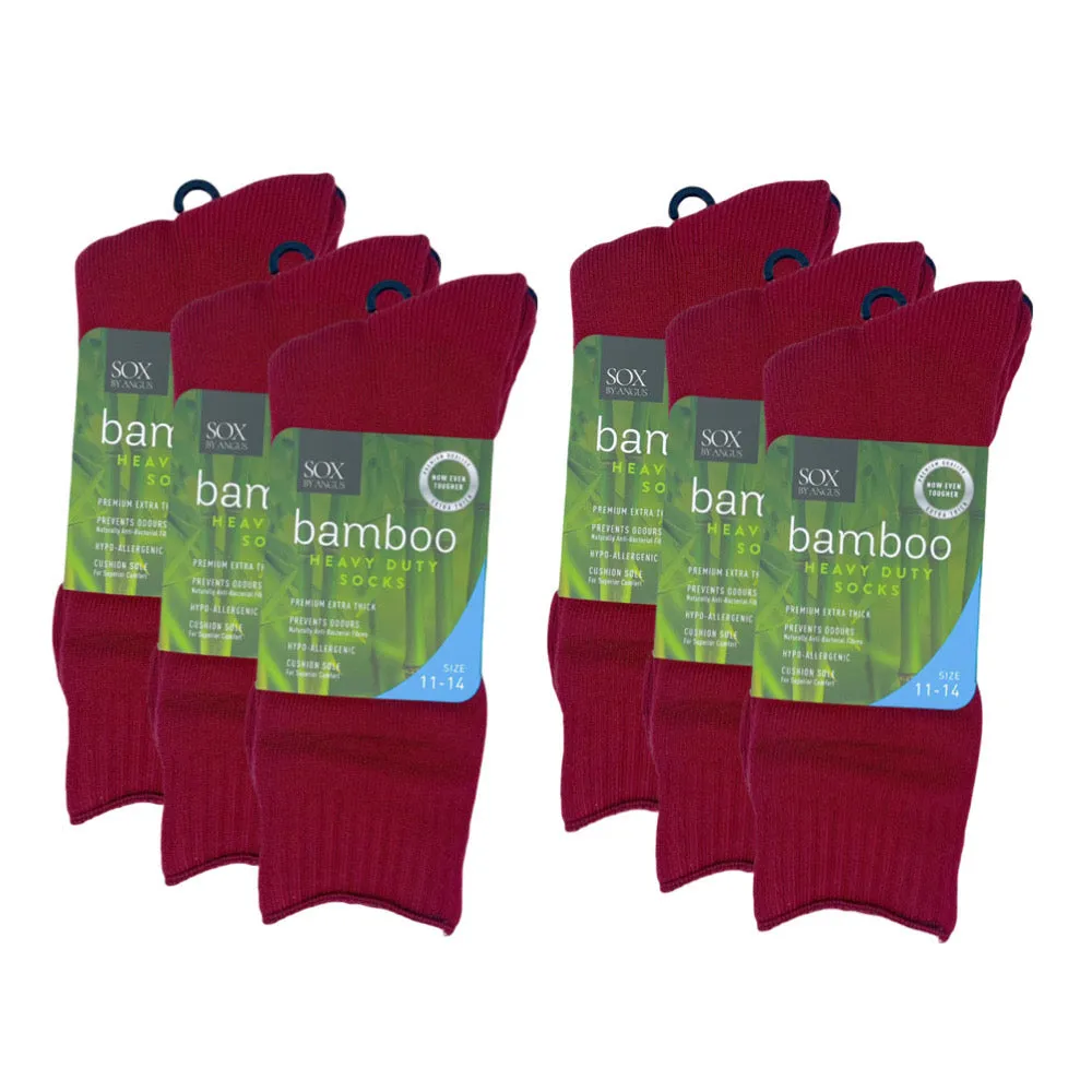 Bamboo Heavy Duty Socks - 1 Pack - Burgundy