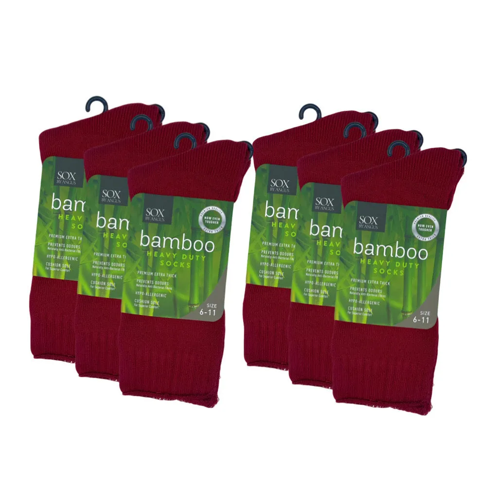 Bamboo Heavy Duty Socks - 1 Pack - Burgundy