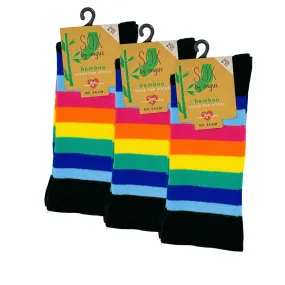 Bamboo Plain Loose Top Socks - NO SEAM – Rainbow Stripe 6#