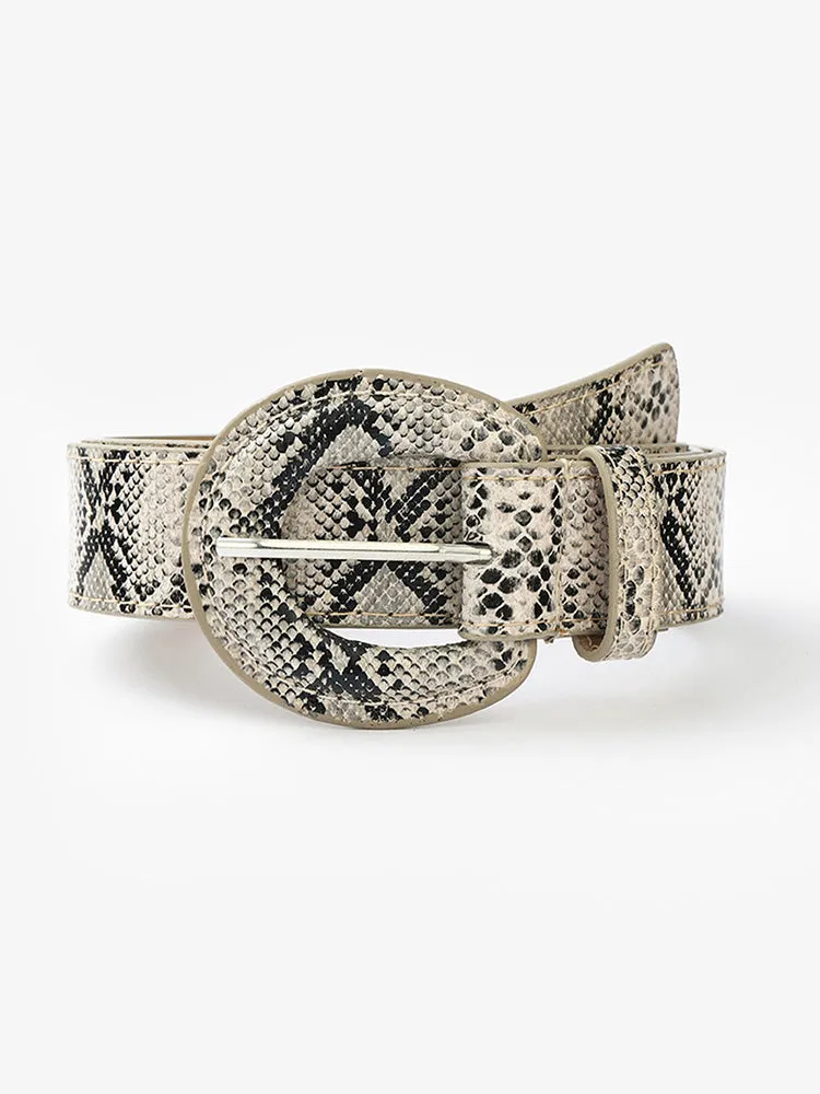 Black and White Faux Snakeskin Belt