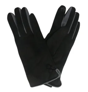 Black Button Two Tone Gloves