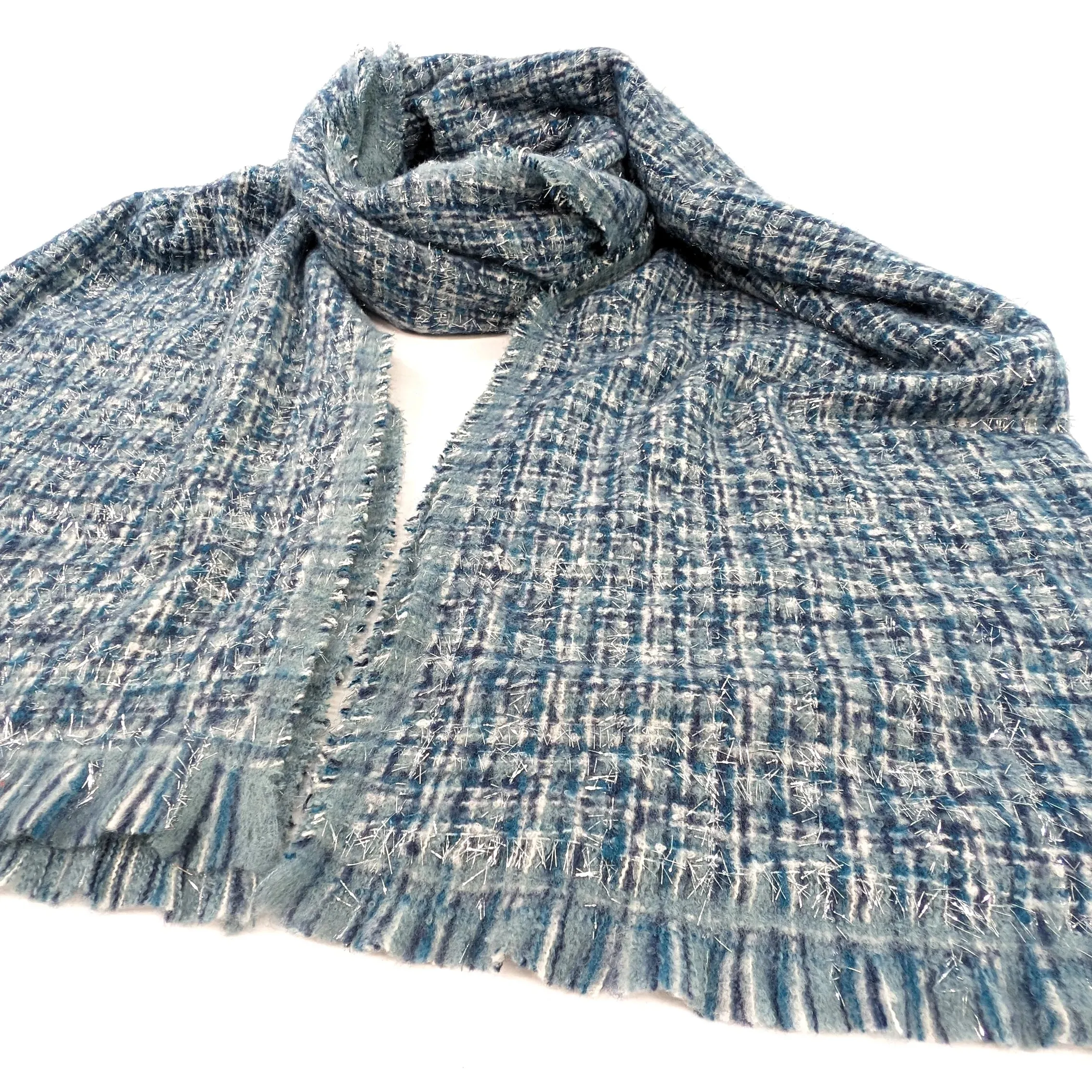 Black Ginger 190cm Blue Rakita Reversible Sparkly Scarf - 736-478