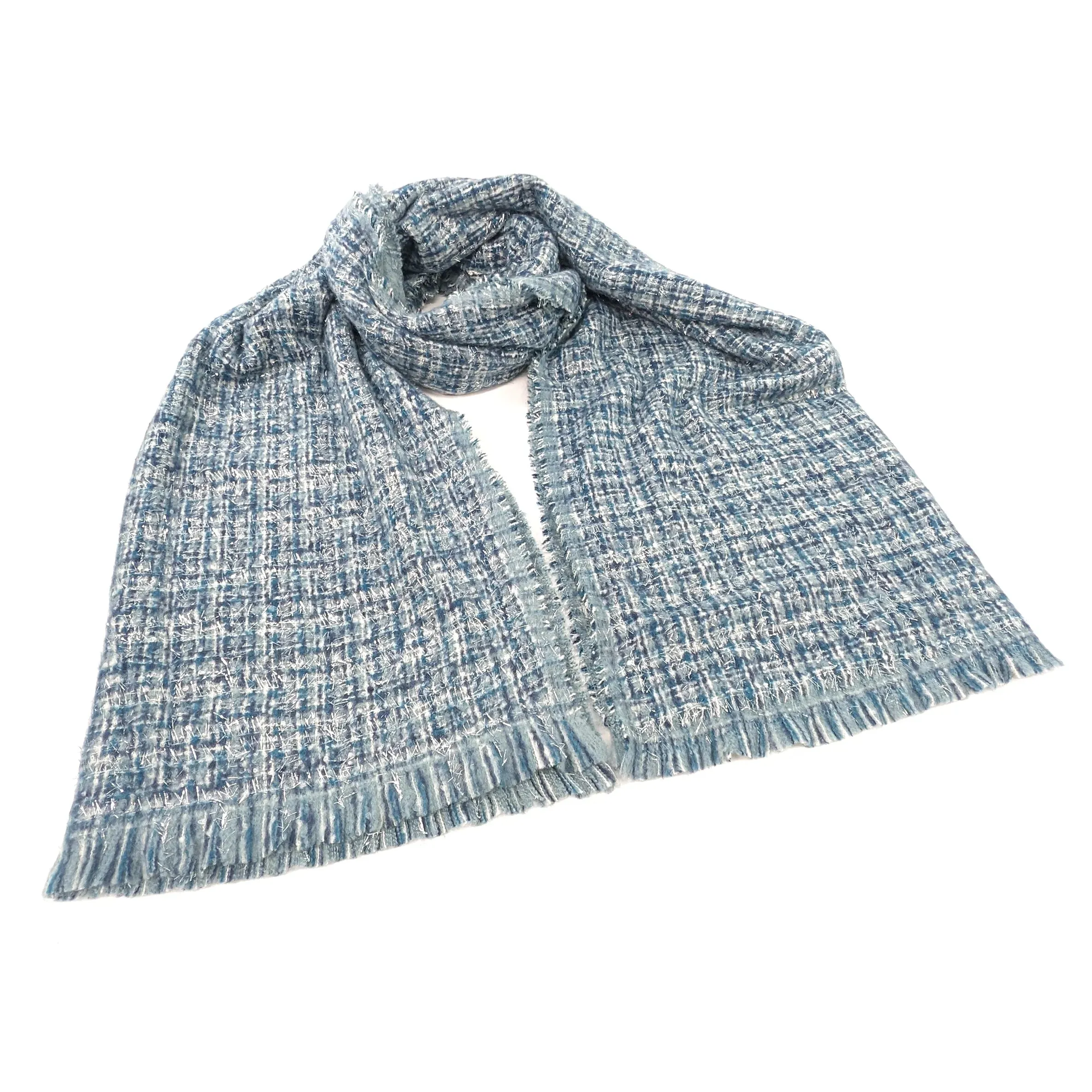 Black Ginger 190cm Blue Rakita Reversible Sparkly Scarf - 736-478