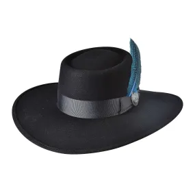 Black Premium Wool "Miss Me More" Couture Collection Hat