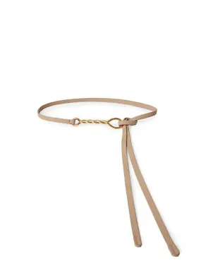 Brielle Leather Wrap Belt in Powder Gold