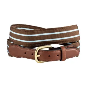 Brown & Light Blue Grosgrain Ribbon Children's Belt