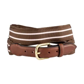 Brown & Pale Pink Grosgrain Ribbon Children's Belt