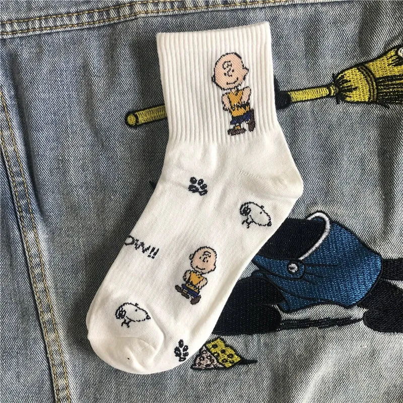 Cartoon Snoopy Medium Tube Socks for Couples