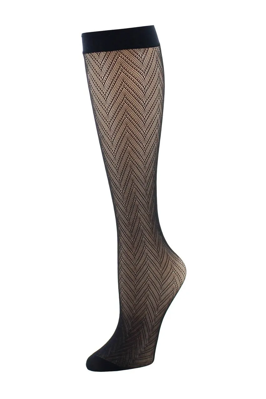 Chevron Net/Solid 2 Pair Trouser Socks