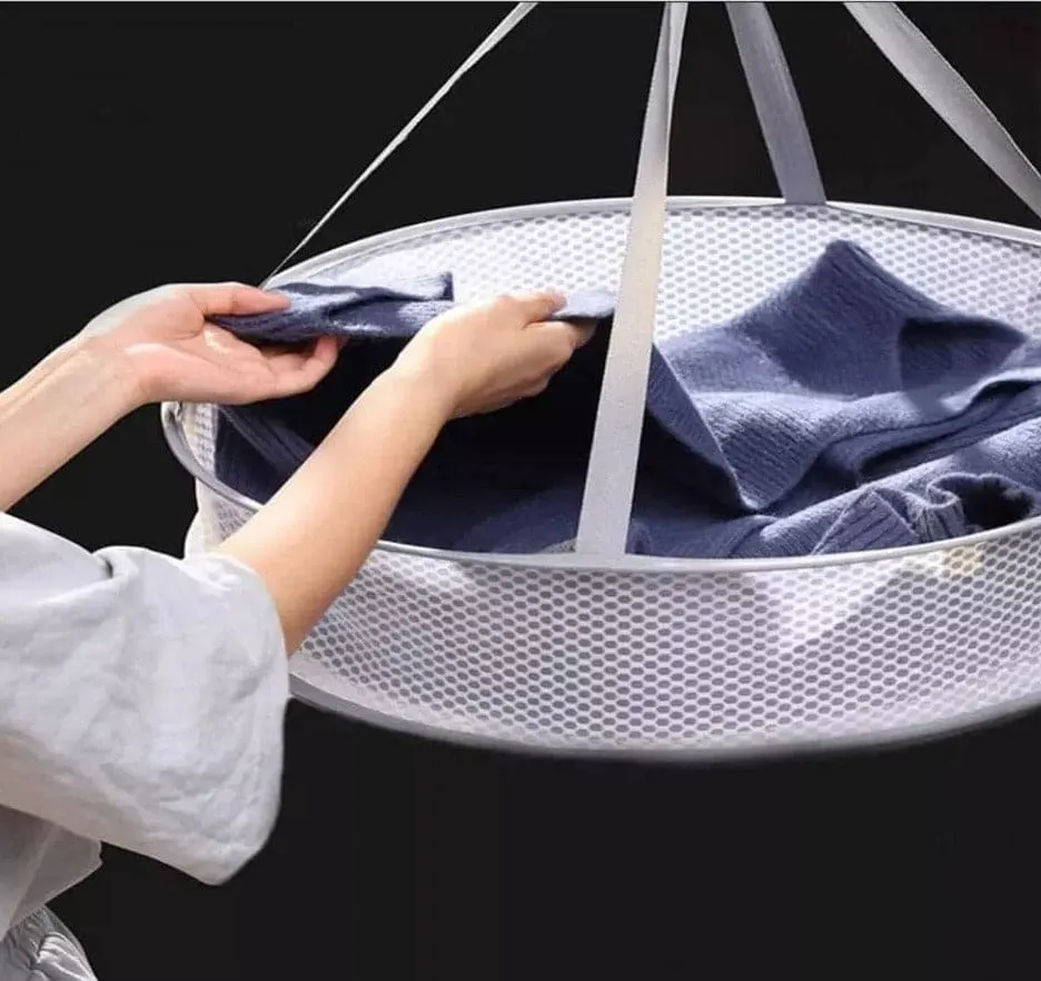 Clothes Drying Basket, Hanging Sweater Net Pocket, Thickened Anti-Deformation Cardigan Drying Rack, Double Layer Socks Drying Bag, Drawing Laundry Basket