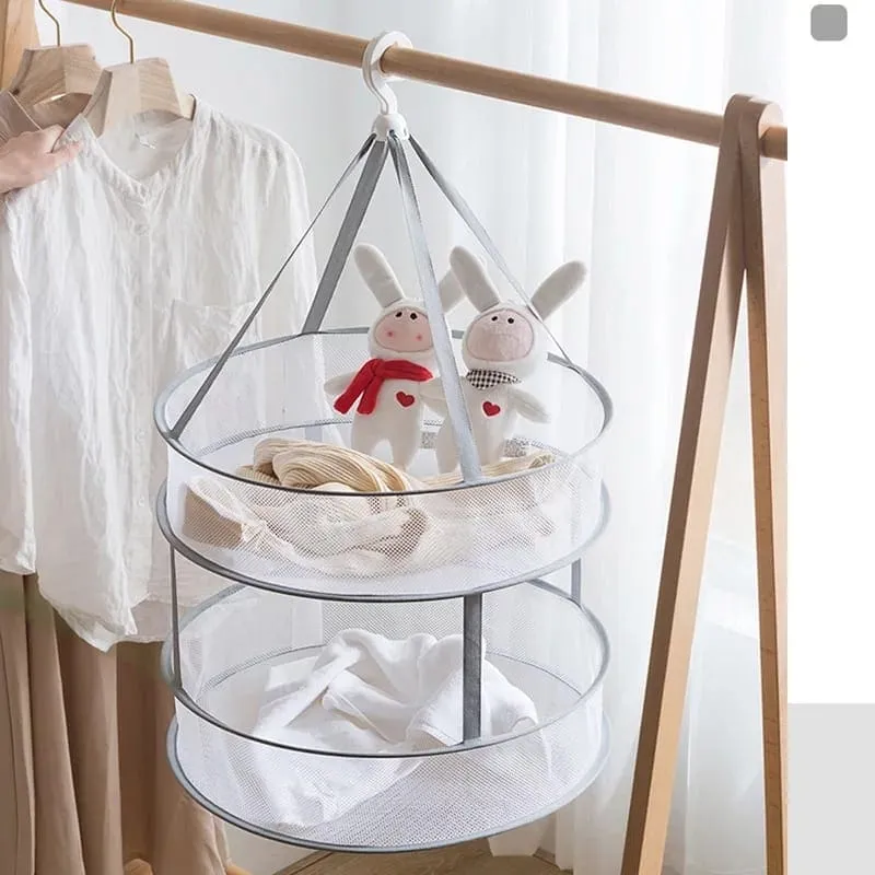 Clothes Drying Basket, Hanging Sweater Net Pocket, Thickened Anti-Deformation Cardigan Drying Rack, Double Layer Socks Drying Bag, Drawing Laundry Basket