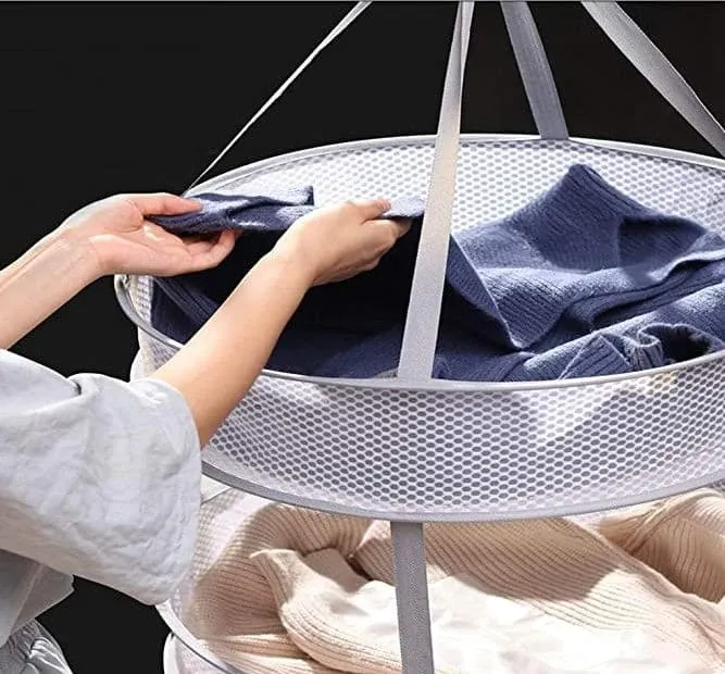 Clothes Drying Basket, Hanging Sweater Net Pocket, Thickened Anti-Deformation Cardigan Drying Rack, Double Layer Socks Drying Bag, Drawing Laundry Basket