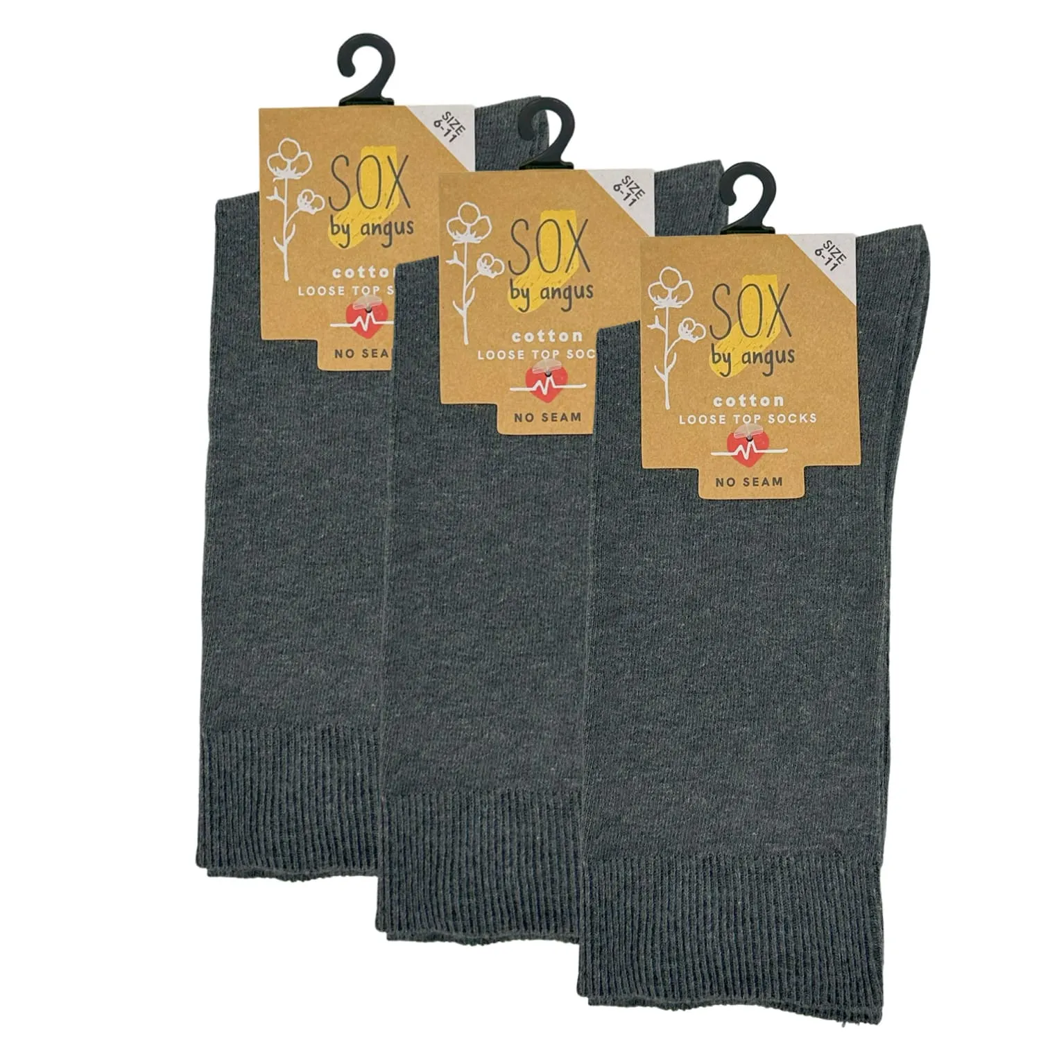 Cotton Loose Top Socks - NO SEAM - Charcoal