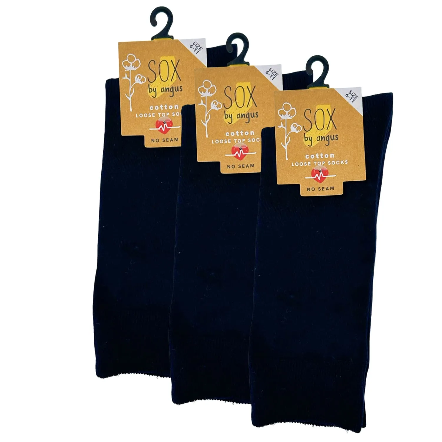 Cotton Loose Top Socks - NO SEAM - Navy