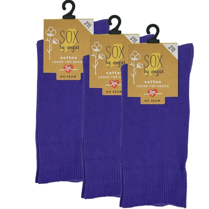 Cotton Loose Top Socks - NO SEAM - Purple