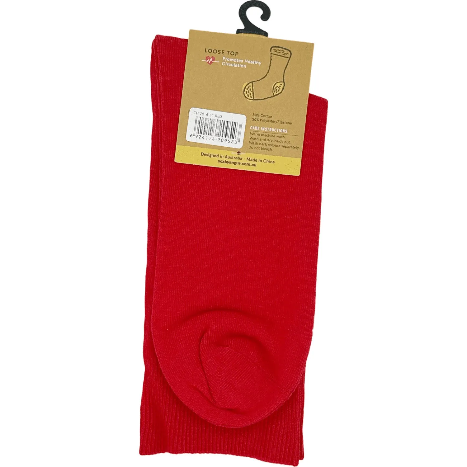 Cotton Loose Top Socks - NO SEAM - Red