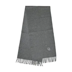 DIOR EMBROIDERED LOGO GREY SCARF