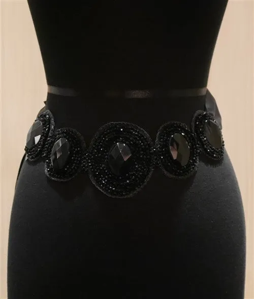 Erickson Beamon Black Jeweled Wide Belt