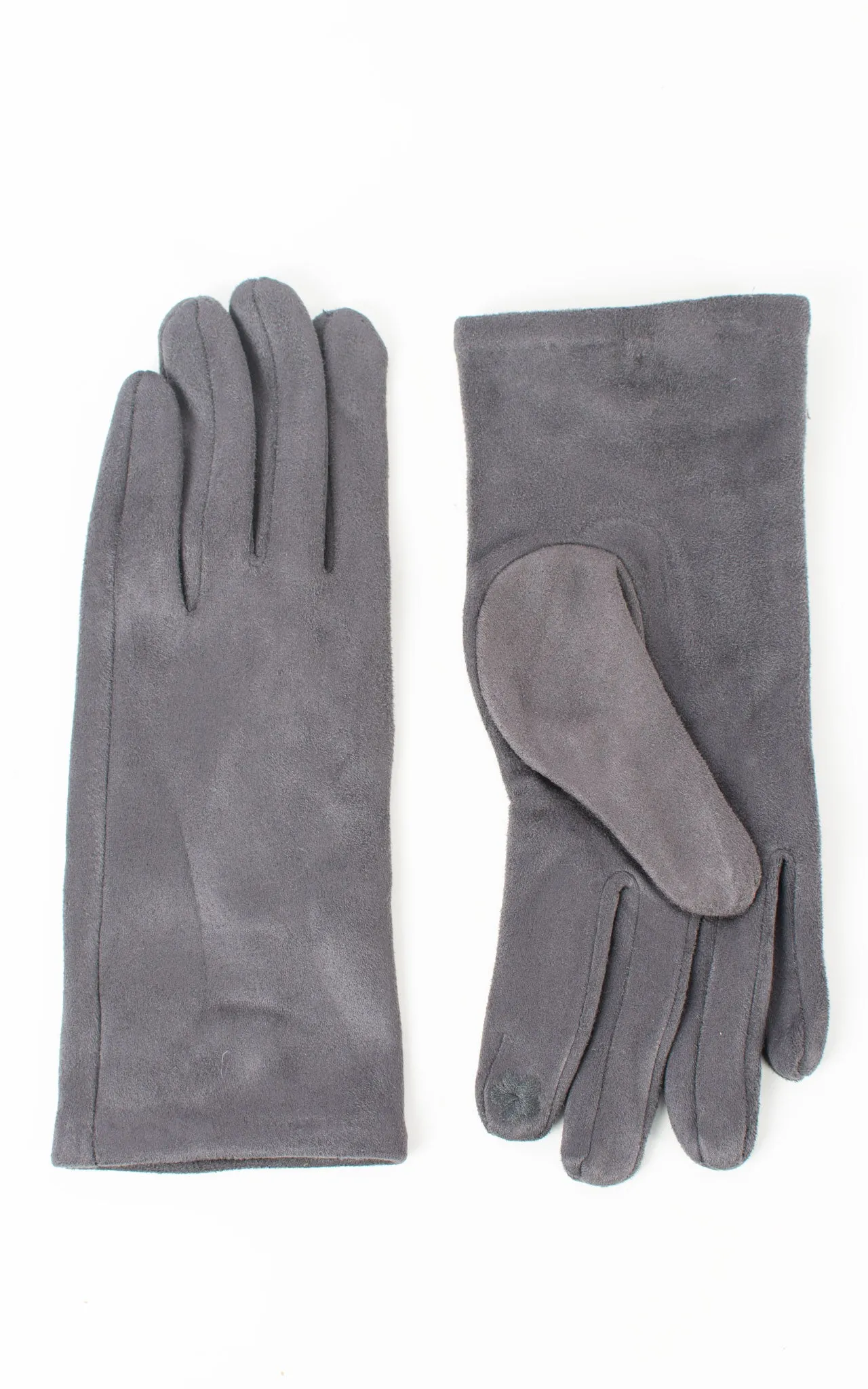 Faux Suede Plain Gloves | Dark Grey