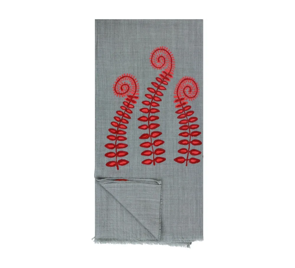 Fiddlehead Embroidery Stole