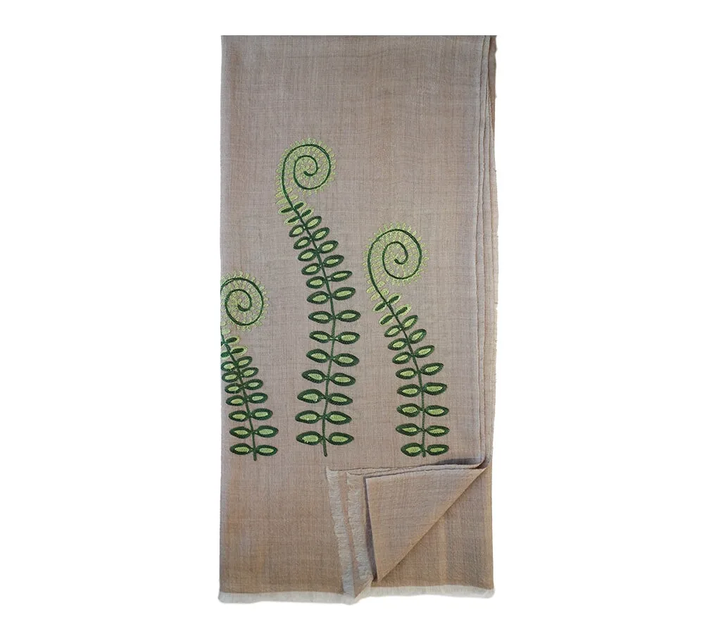 Fiddlehead Embroidery Stole