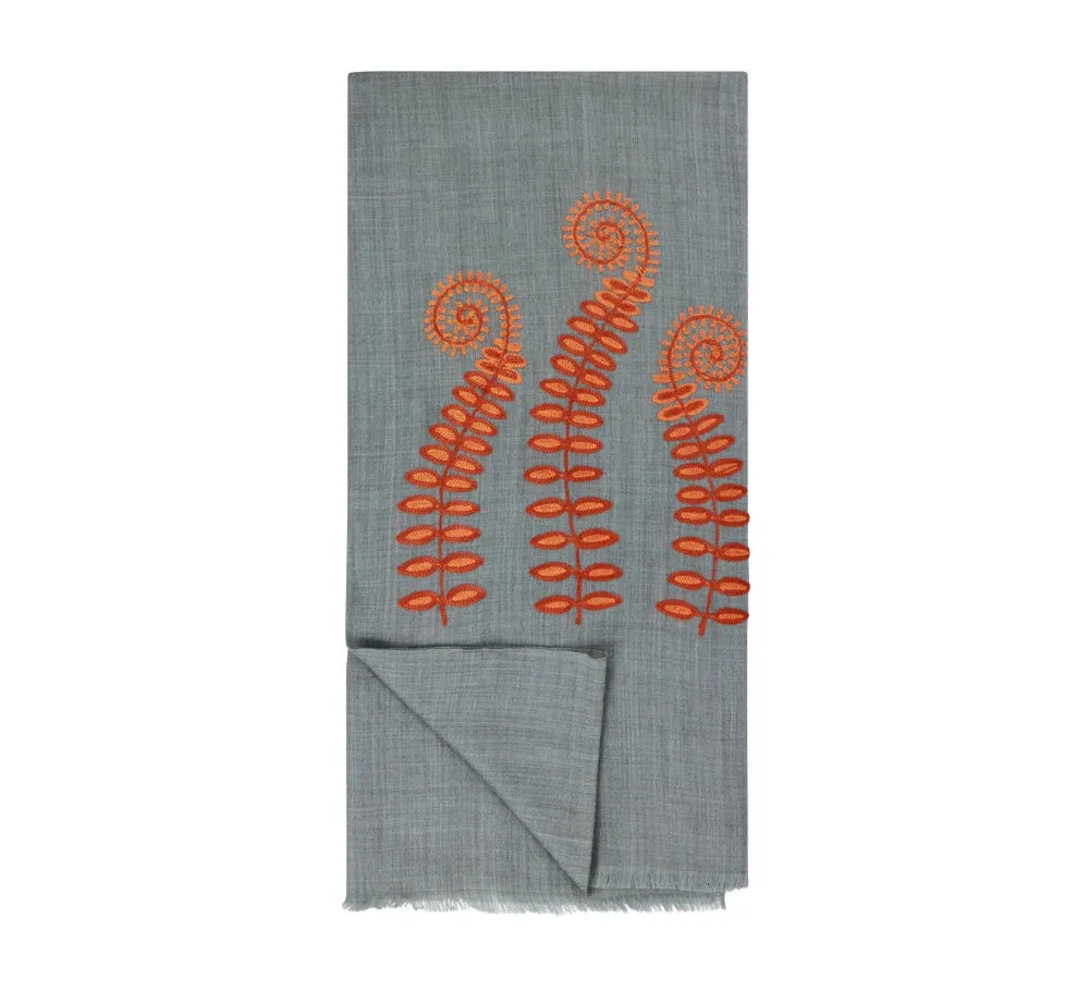 Fiddlehead Embroidery Stole