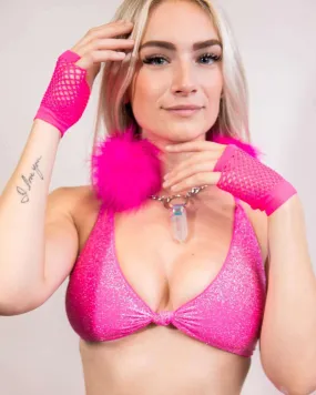 Fishnet Gloves - Neon Pink