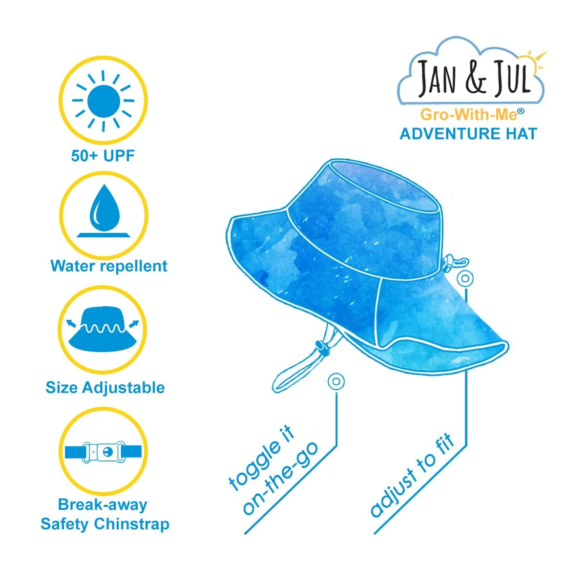 Jan & Jul Gro-with-me Aqua Dry Adventure Hat - Summer Camp