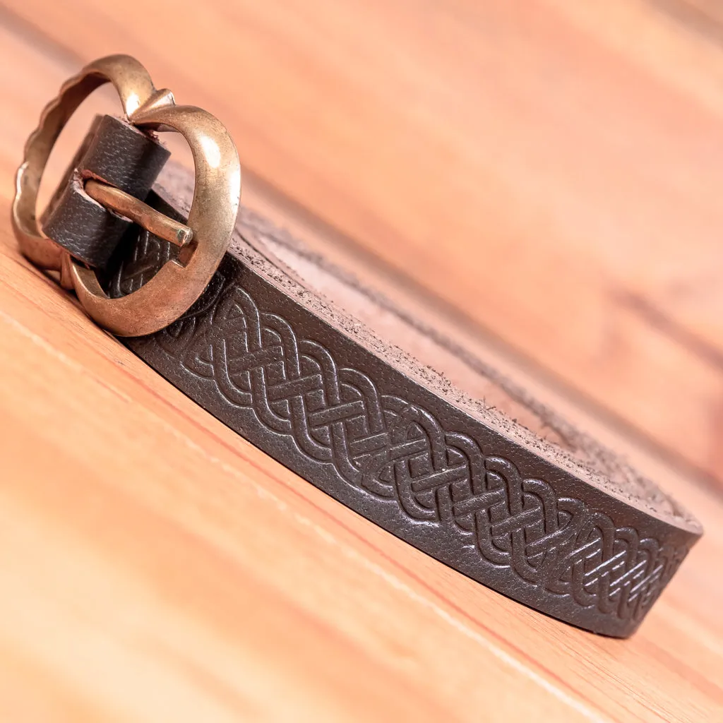 Knotwork Leather Belt (Black or Brown)