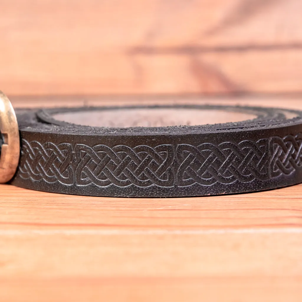 Knotwork Leather Belt (Black or Brown)