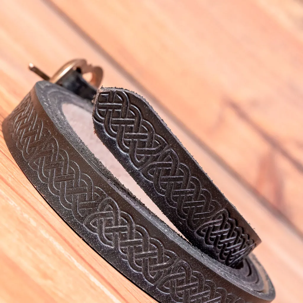 Knotwork Leather Belt (Black or Brown)