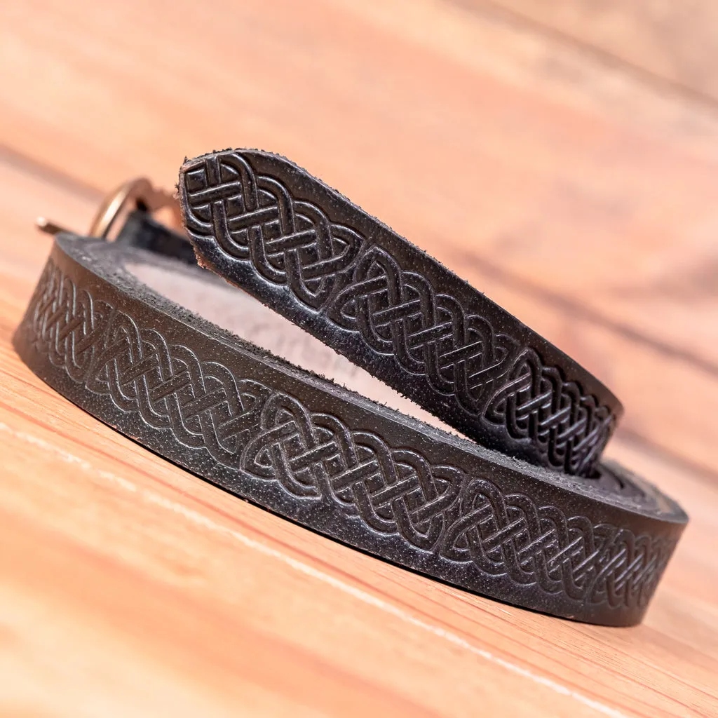 Knotwork Leather Belt (Black or Brown)