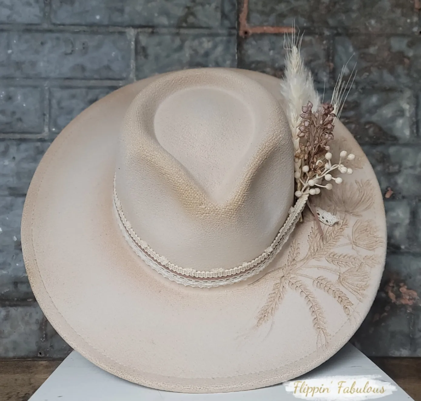 Meadow Hand Burned Wide Brim Hat- Multiple Colors Available