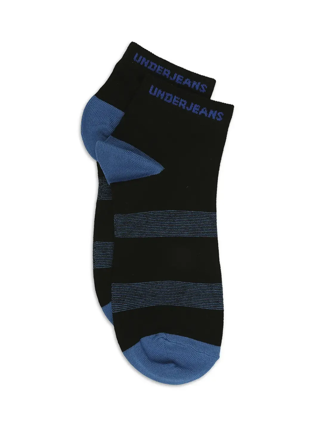 Men Premium Black Royal Blue & Sea Green Ankle Length Socks - Pack Of 2- Underjeans By Spykar