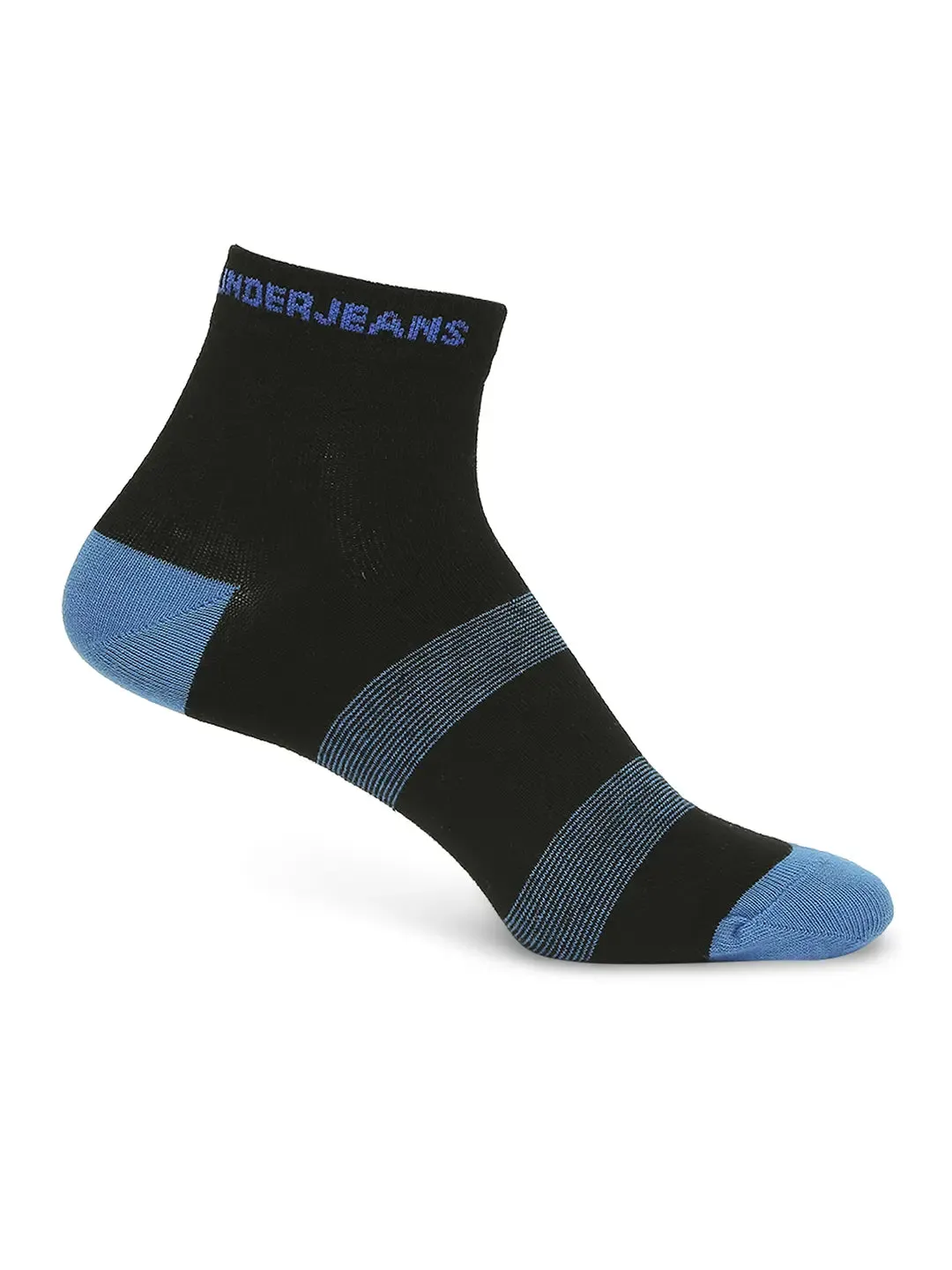 Men Premium Black Royal Blue & Sea Green Ankle Length Socks - Pack Of 2- Underjeans By Spykar