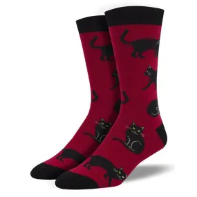 Men's Black Cat Silky Soft Bamboo Socks