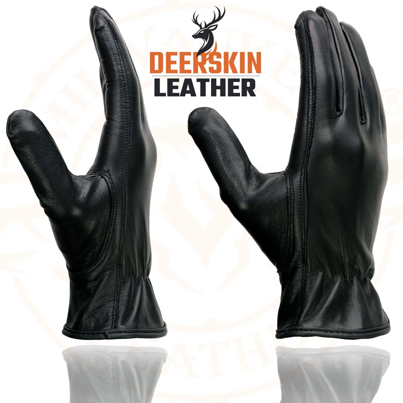 Milwaukee Leather SH886 Women's Black Unlined Deerskin Lightweight Motorcycle Hand Gloves w/ Sinch Wrist Closure