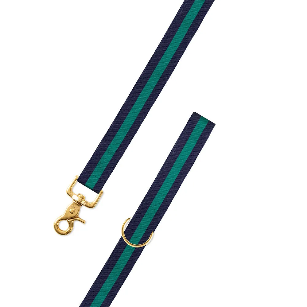 Navy & Green Grosgrain Ribbon Dog Leash