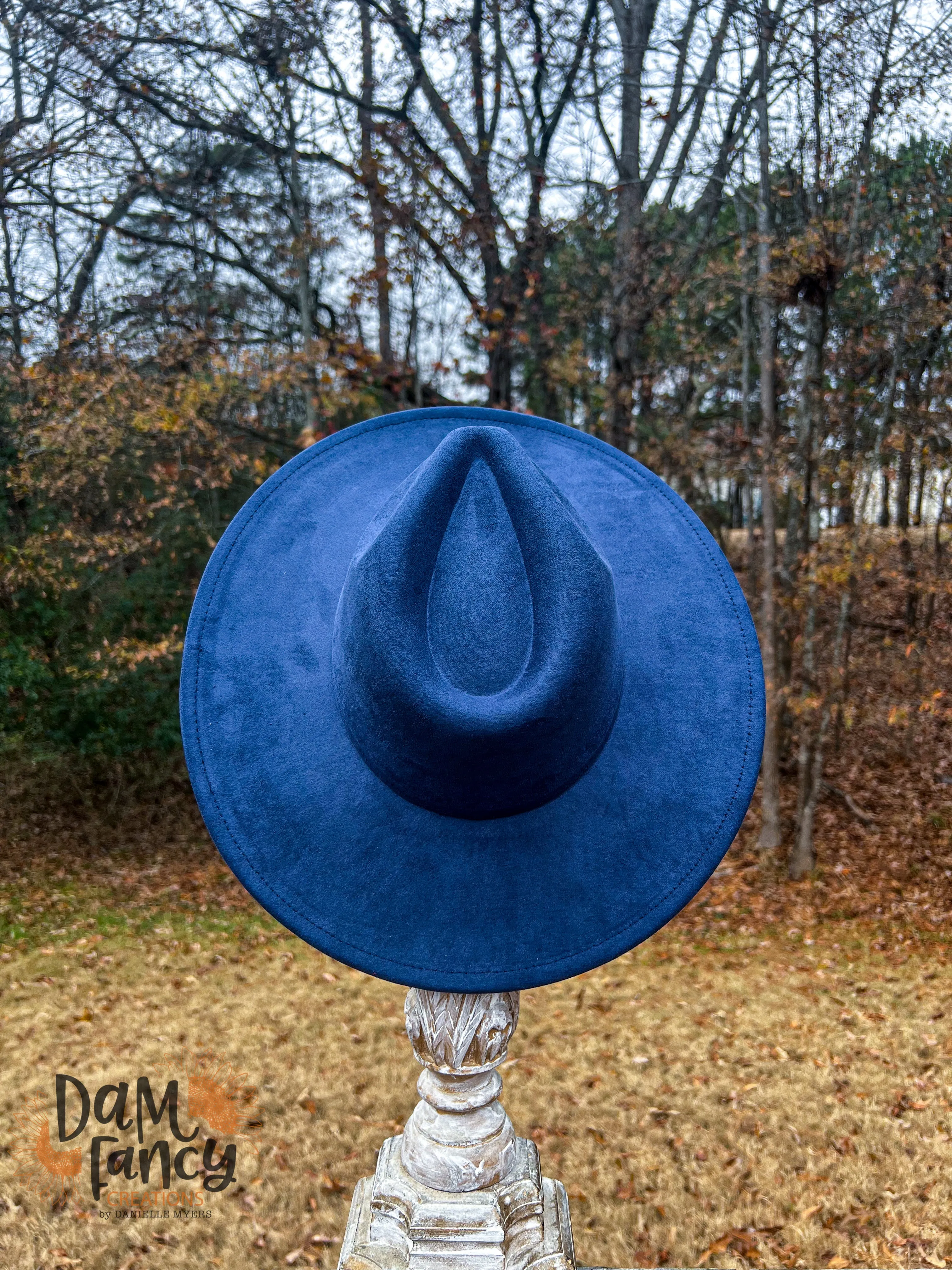 Navy Wide Brim Polyester Hat