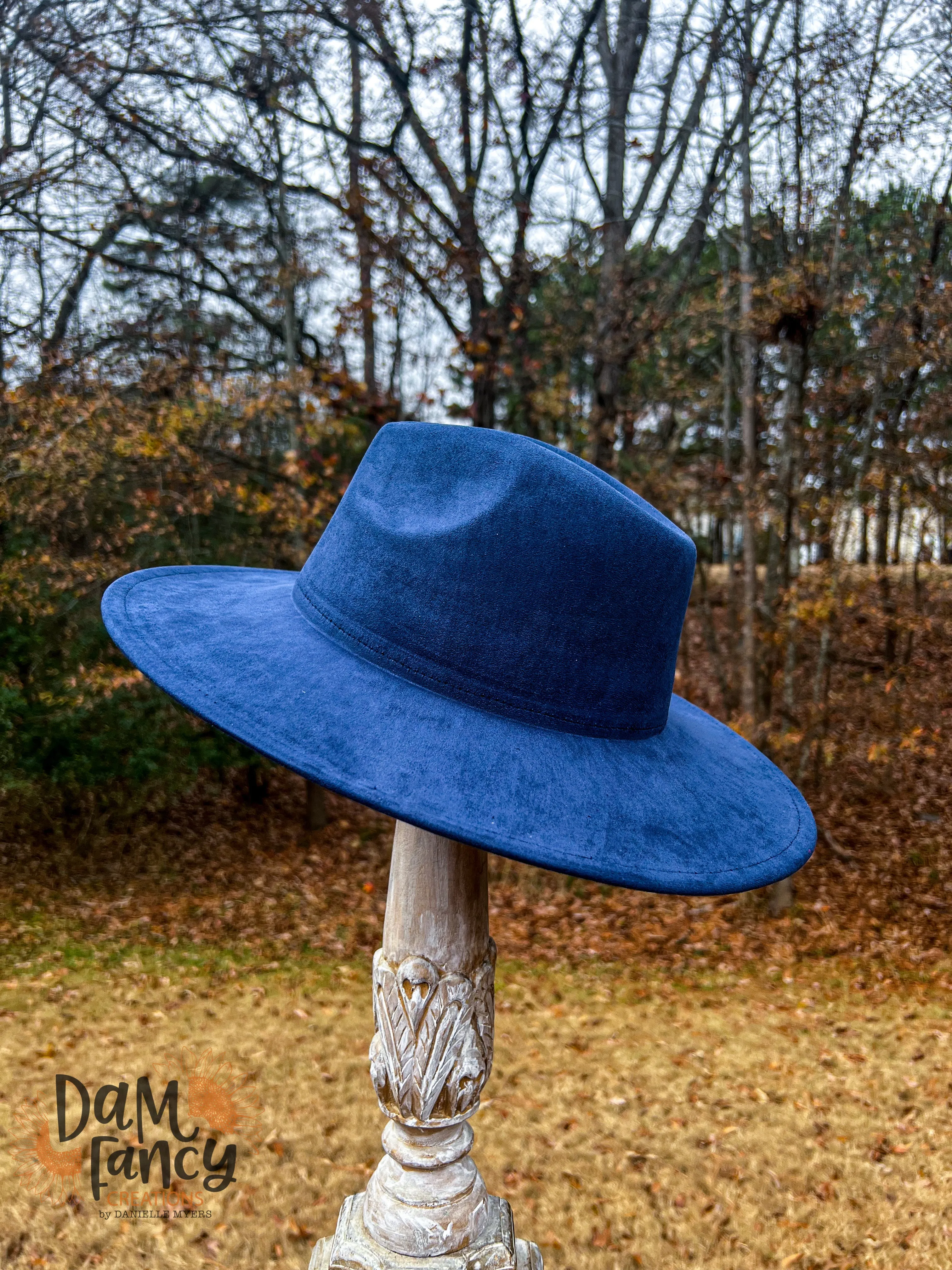 Navy Wide Brim Polyester Hat