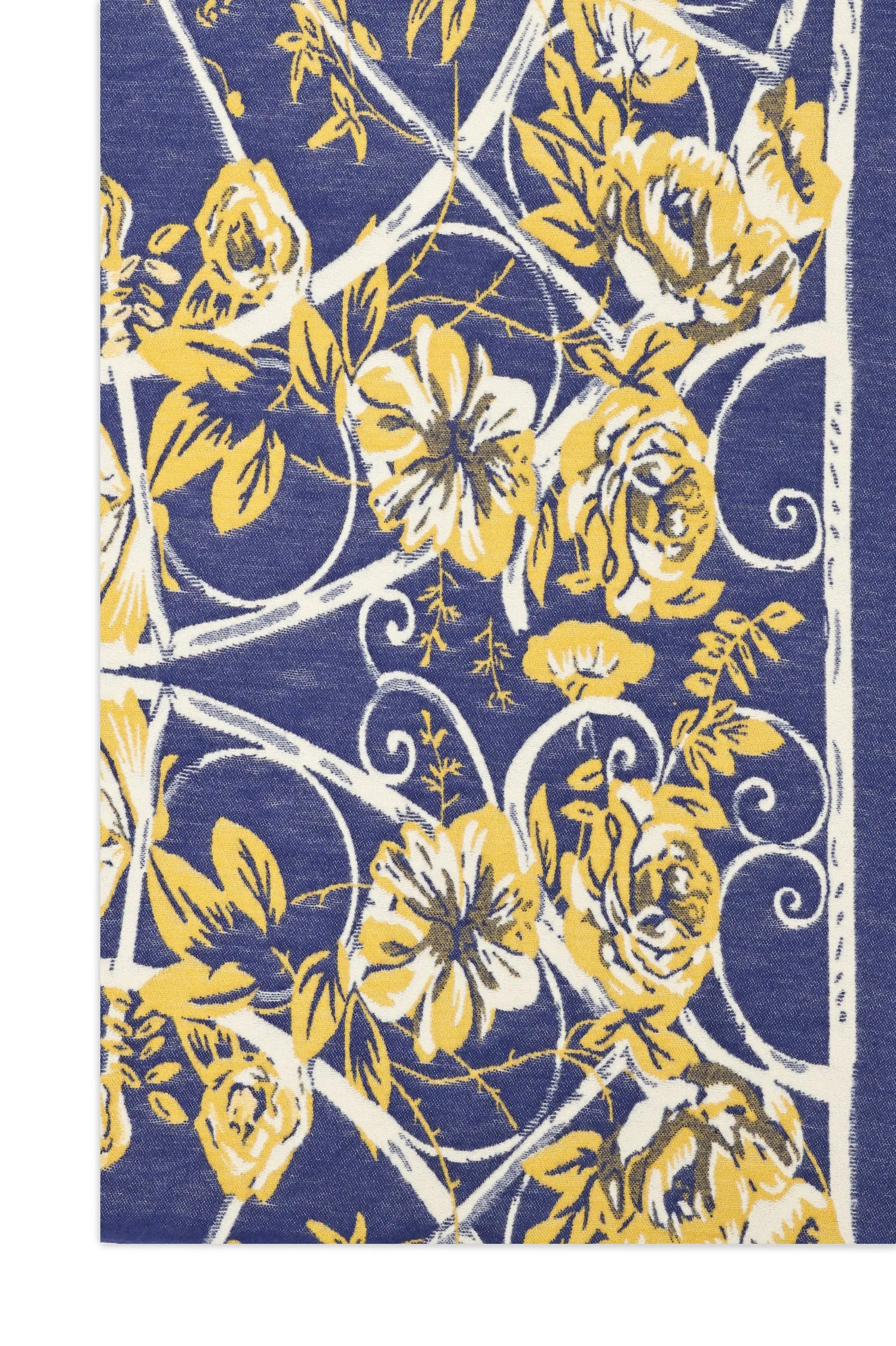 ORNATE FLORAL SCARF-NAVY