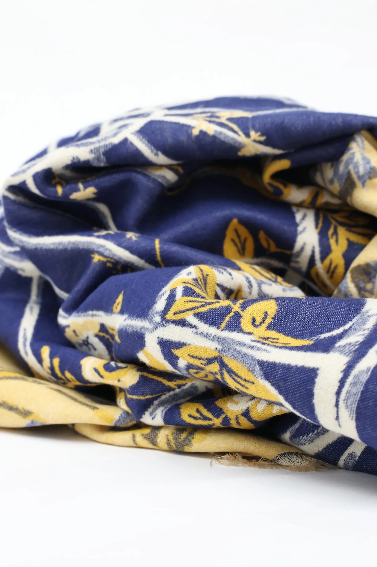 ORNATE FLORAL SCARF-NAVY