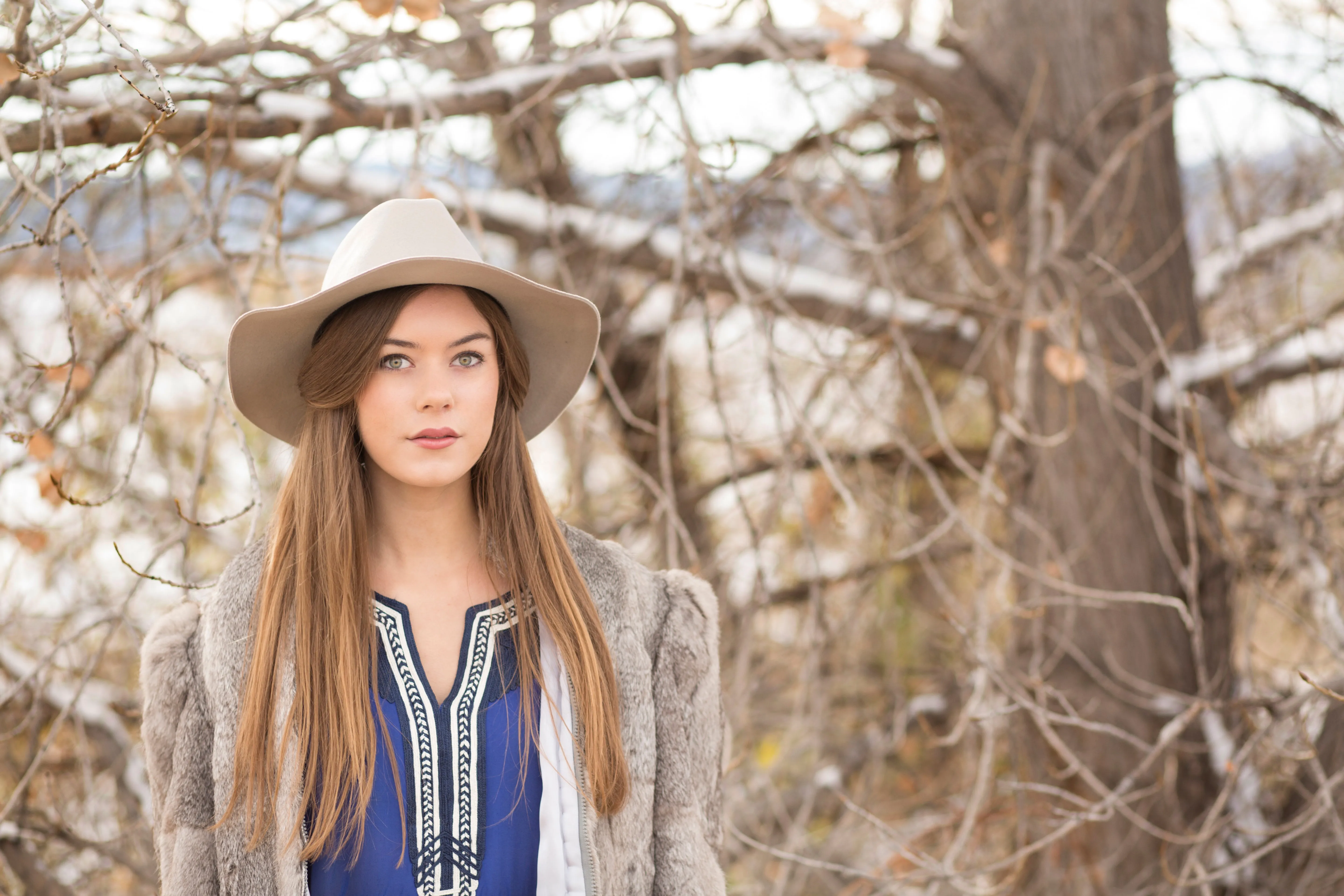 PHOEBE WIDE BRIM WOOL HAT - SILVER BELLY