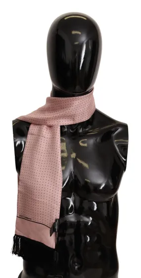 Pink Dotted 100% Silk Neck Wrap Shawl Scarf